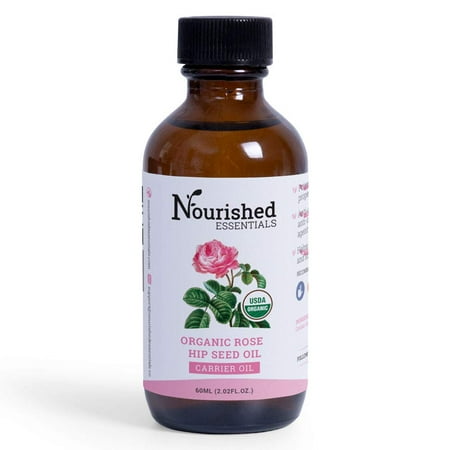 nourished essentials usda organic rosehip seed oil - 100% pure for skin hair & nails - 2 fl.oz/60ml
