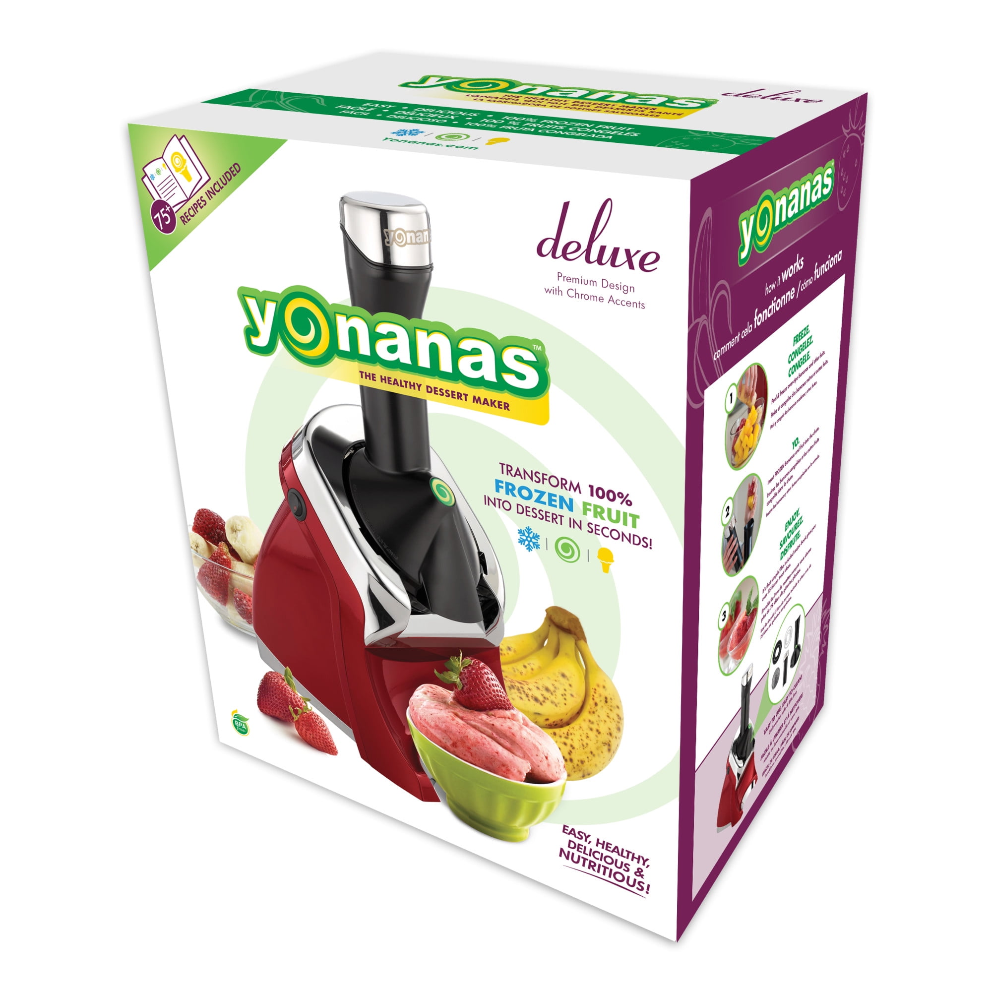 Yonanas 986 Deluxe Elite Healthy Soft-Serve Dessert Maker, with Expanded Recipe Book