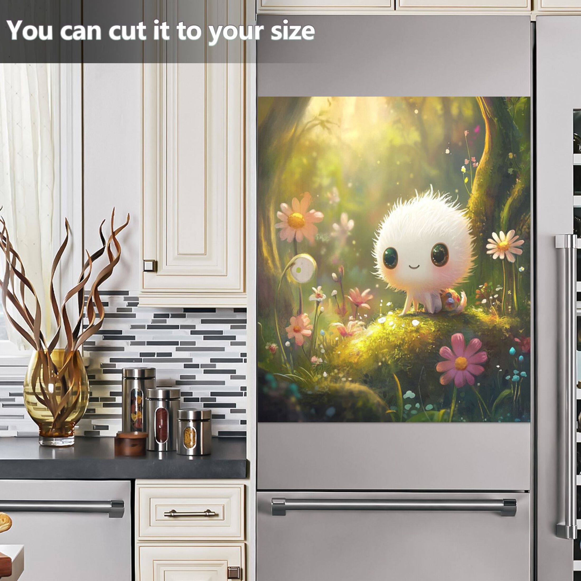 Dishwasher Magnetic Sticker 23x26 Inch Refrigerator Magnetic Sticker Washing Machine Magnetic Sticker Kitchen Panel Magnetic Sticker Home Decor White Cartoon Elf