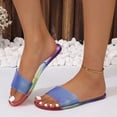 thumbnail image 3 of Vibrex Women's Summer One-line Flat Clear Jelly Candy Beach Slippers Women's Sandals Perfect For Travel,Daily,Vacations_Multicolor_5.5, 3 of 6