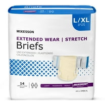 McKesson Incontinence Brief - Disposable, Overnight Absorbency, L/XL, 14 Count, 4 Packs, 56 Total