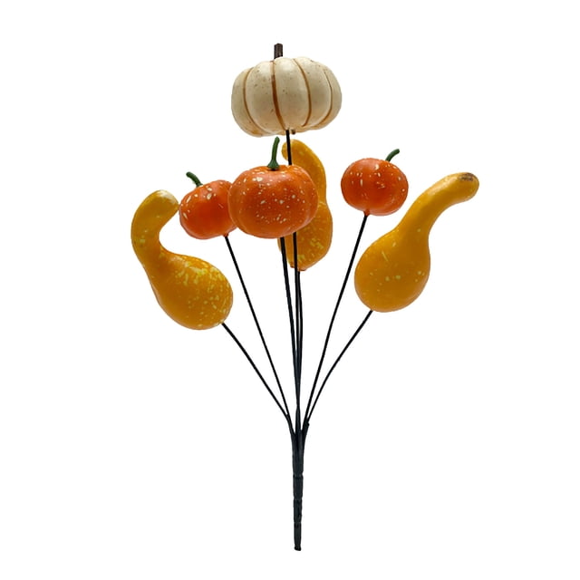 Halloween Desktop Ornament Decorative Picks with Pumpkins and Eyeball Floral for Centerpiece Home 2PCS