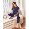 thumbnail image 5 of Ekouaer Cotton Pajamas Sets Short Sleeve T-Shirt Top and Long Pants Pj Sets Soft Pjs Sleepwear Loungewear for Women, 5 of 6