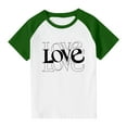 thumbnail image 4 of Green Raglan T-Shirt for Girls LOVE Graphic Soft Stretch Polyester Spandex Relaxed Fit 4-12 Years,Size 3 T, 4 of 8