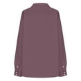 thumbnail image 5 of Puntoco Men's Cotton Linen Long Sleeve Shirt Solid Color Casual Tops Lapel Double Pocket Classic Shirt Purple XL(XL), 5 of 7