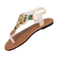 thumbnail image 6 of Xucatan Women's Bohemian Beaded Sandals, Colorful Ethnic Pattern Flat Thong Shoes with Ankle Strap, Faux Leather Casual Summer Beach Footwear, Versatile Design for Spring Outdoor Gift, 6 of 9
