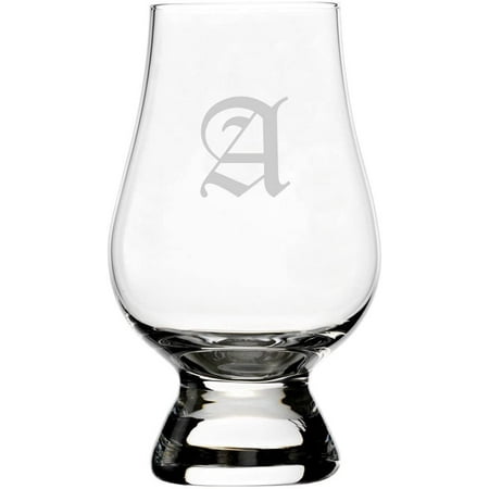 

Old English Etched Monogram Glencairn Crystal Whisky Glass Letter A