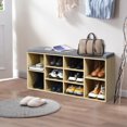 thumbnail image 3 of Gymax Banc d'Entrée Rembourré pour Rangement de Chaussures, Organisateur à 10 Cubes, Banc Réglable, Naturel, 3 of 10