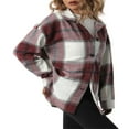 thumbnail image 3 of Chemise Surdimensionnée à Carreaux pour Femmes, Veste Surchemise, Col à Revers, Boutonnée, Décontractée, Manches Longues, Blouse Rouge m, 3 of 7