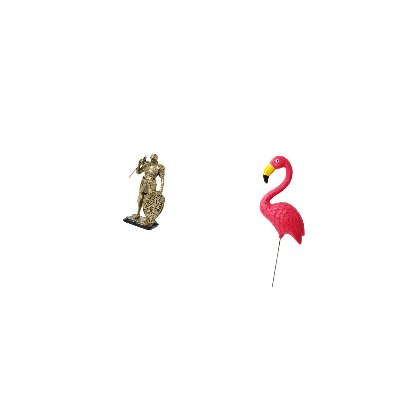 CoudarTitie Nordic Resin Knight and Bird Figurine Abstract Art Sculpture for Desk Office Table Centerpiece and Fairy Garden Flamingo Yard Ornament