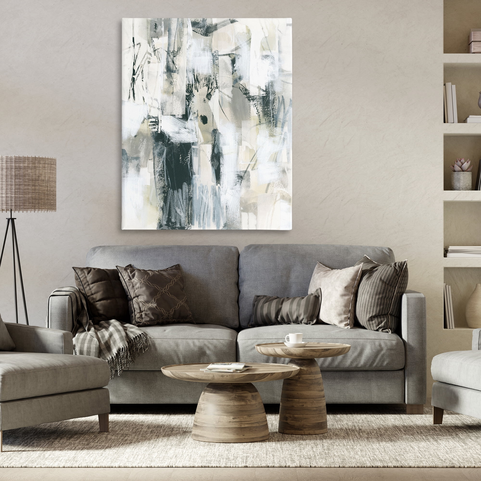 Stupell Industries Expressive Grey Abstraction Abstract Painting Gallery Wrapped Canvas Art Print Wall Art, 36 x 48
