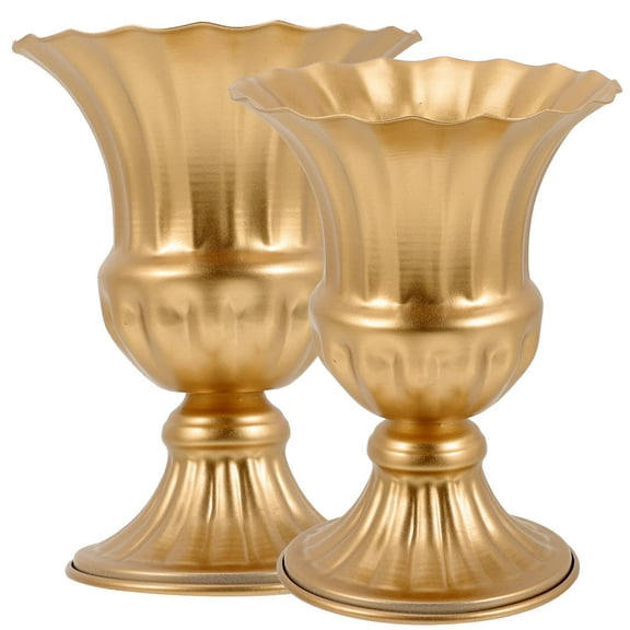 FRCOLOR 2Set Iron Vase Shape Golden Decorative Graveyard Flower Holder for Parties