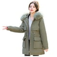 thumbnail image 2 of Babysbule Winter Jackets for Women Womens Winter Jacket Warm Overcoat Slim Fur-Collar Zipper Thicker Coat Outwear, 2 of 8