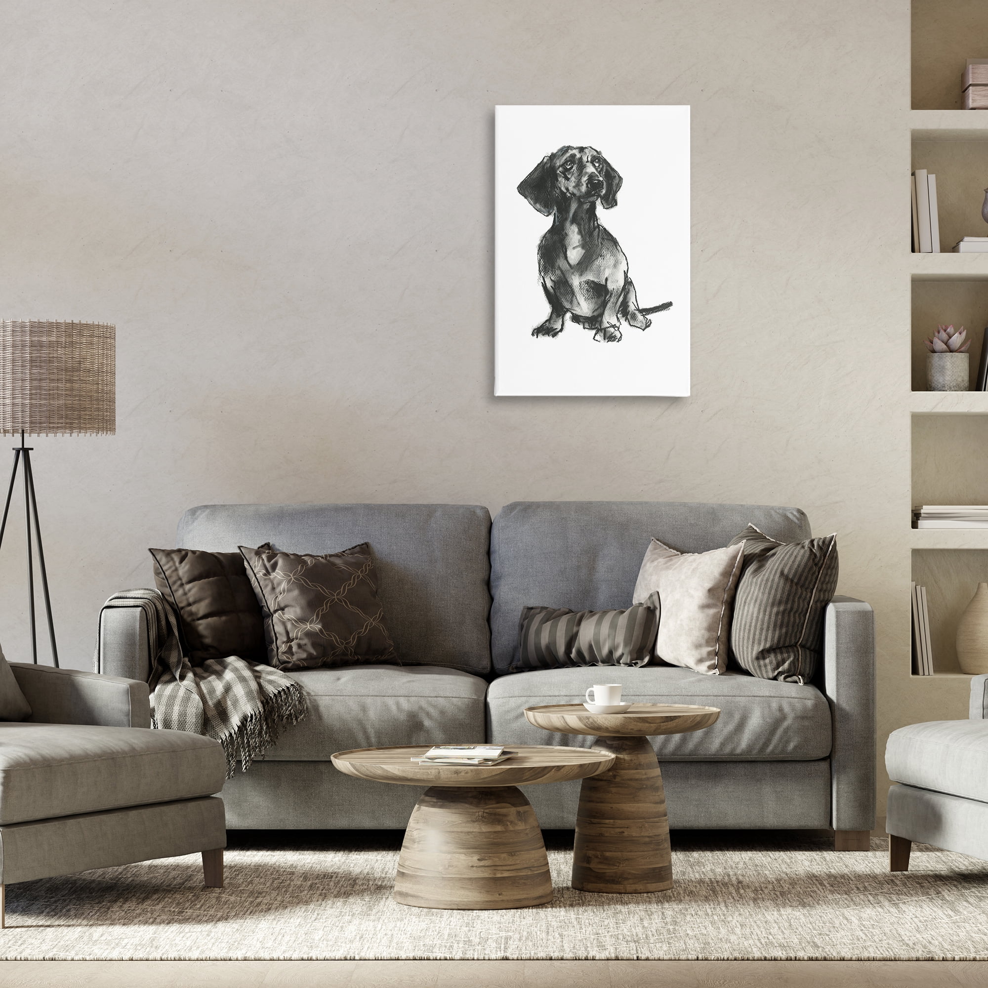 Stupell Industries Dachshund Sitting Drawing Animals & Insects Drawing Gallery Wrapped Canvas Art Print Wall Art, 20 x 30