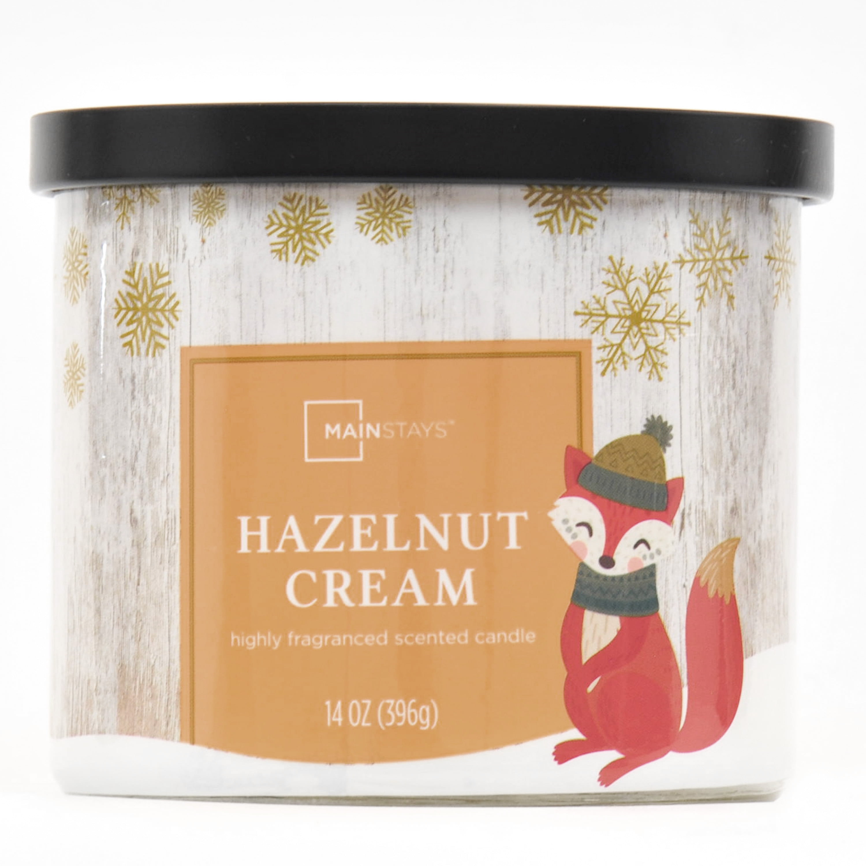 Mainstays Fox Wrapped 3-Wicked Scented Hazelnut Cream candle, 14-Ounce