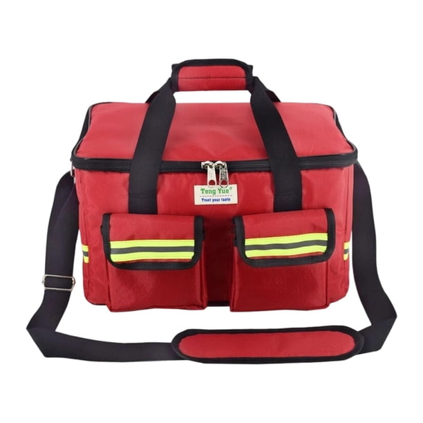 Bolsa de primeros auxilios vacía, bolsa de emergencia, estuche de transporte de 14,17 x 8,66 x 8,66 pulgadas para emergencias Rojo