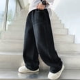thumbnail image 7 of WUANDIXFA Boys Baggy Jeans for Kids Teen Casual Straight Wide Leg Cargo Jeans Y2K Summer Loose Elastic Waist Denim Pants with Pockets (Blue, 9-10 Years), 7 of 7