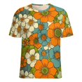 thumbnail image 5 of Nostalgic Vintage Floral Womens Tops Women's Fashion Casual Short Sleeve Flower Print Round Neck Pullover Top Blouse, 5 of 6