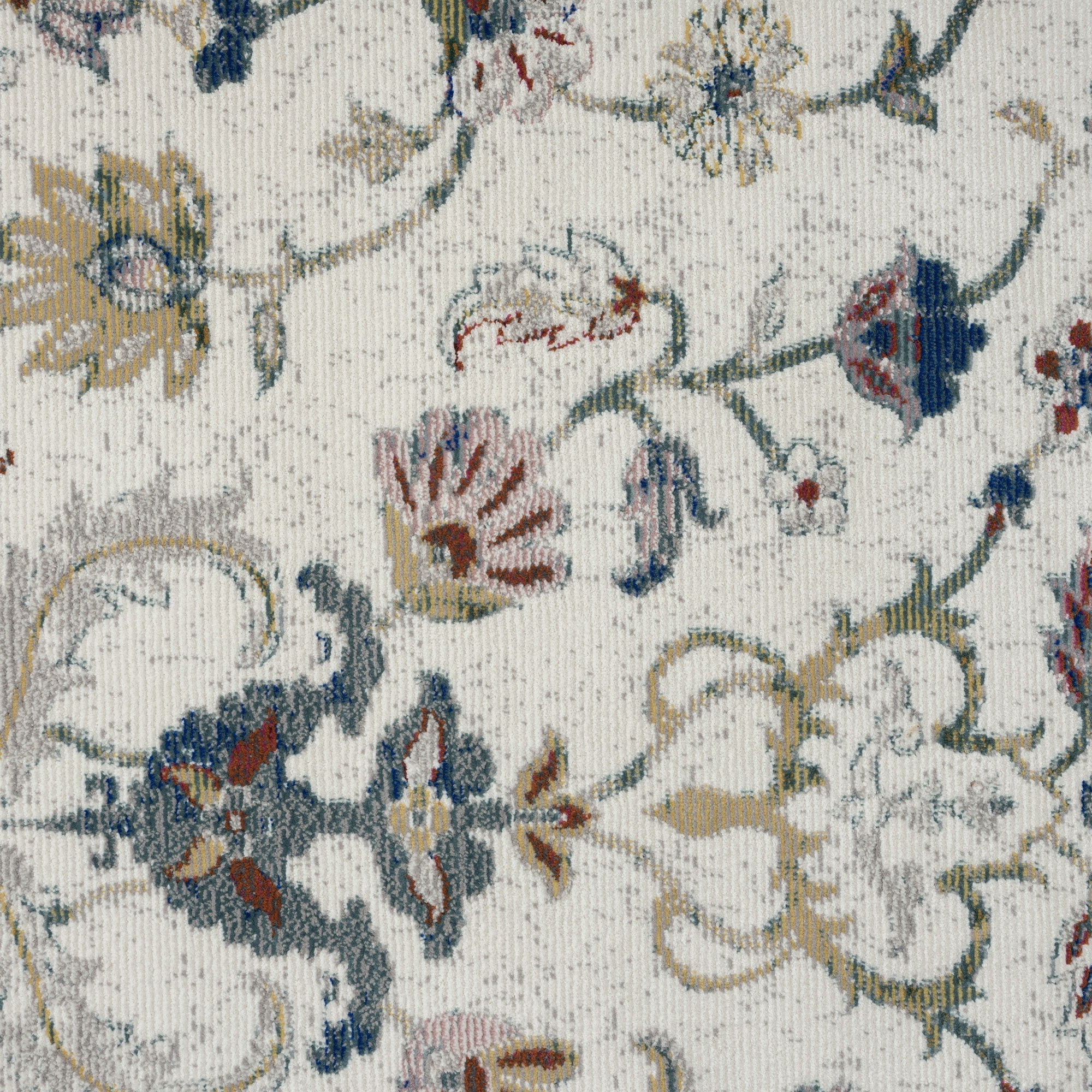 LR Home Ada 7'9" x 9'9" Ivory Distressed Floral Indoor Area Rug