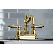 Kingston Brass Heritage Two-Handle 3-Hole Deck Mount 4 in. Centerset Bathroom Faucet Brushed Brass Brushed