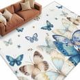 thumbnail image 2 of Blue Butterfly Farmhouse Area Rug 5x7 FT, Non Slip Bedroom Throw Carpet, Spring Pastoral Butterflies Washable Soft Floor Carpet Non-Shedding Rug for Dining Room Bedside Classroom Desk, 2 of 9