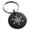 Black, variant on Rose Gold Stainless Steel Evergreen Compass Snowflake Engraved Small Medallion Circle Charm Keychain Keyring