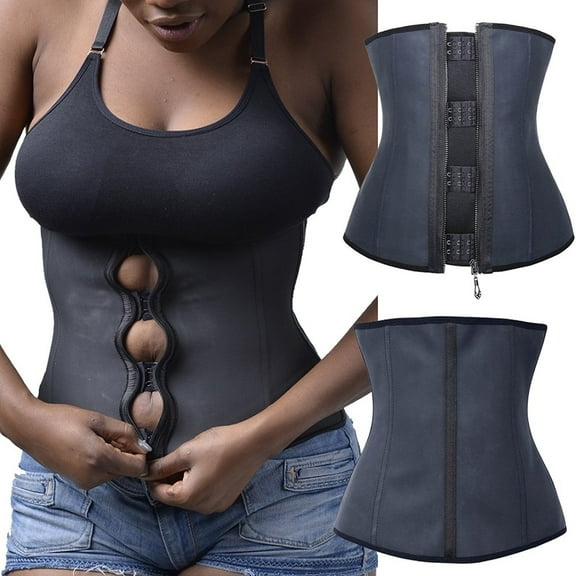 MISS MOLY Women's Zipper&Hook Hourglass Latex Underbust Corset Shapewear Waist Training Body Shaper