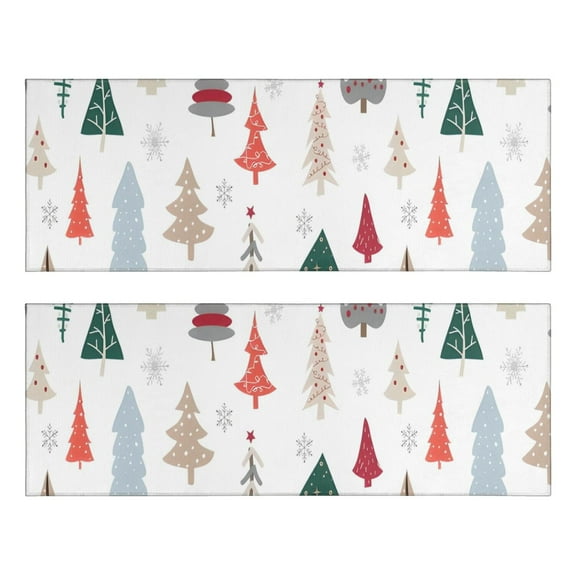 Kitchen Rugs Sets Of 2,Multicolor Christmas Tree Pattern Anti Fatigue Kitchen Mat Rugs Non Slip Washable,Decorative Kitchen Floor Mats for Kitchen,Sink,Laundry,17"X47"
