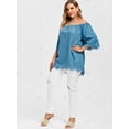 thumbnail image 4 of Corte láser festoneado recorte del hombro más el tamaño de la blusa Rosegal Blusas Tallas Grandes, 4 of 5