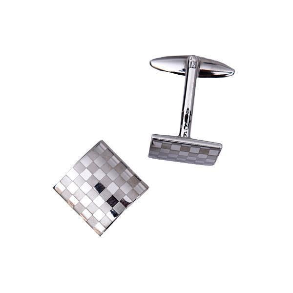 Pack de 6-11 Gemelos de Tablero de Ajedrez Cuadrado Plateado para Hombre , 6 piezas