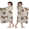 thumbnail image 4 of Dachshund and Paws Hooded Bath Towel，50"x30" for Ages 3 To 12 Kids, Quick Dry Lightweight Soft Microfiber Hood Beach Towel Cover Up for Kids, 4 of 7