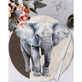 thumbnail image 2 of Retro Watercolor Round Table Placemats set of 8, Elephant Ivory Texture Washable Woven Place Mats for Dining Tables Kitchen Party Decor,Heat Proof, 15in, Gray Brown, 2 of 8