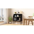 thumbnail image 3 of Wine-Specific Glass Door Sideboard Buffet Cabinet - Versatile Side Dining Table-Black, 3 of 9