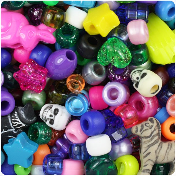 BeadTin Assorted Plastic Pony & Novelty Bead Mix (4oz)
