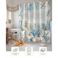 thumbnail image 7 of Fall Shower Curtain Coastal Coral Starfish Shell Bathroom Curtains with Hooks, Waterproof Fabric White Pumpkin Wood Thanksgiving Bath Shower Curtains Set for Bathroom Bathtubs Decor 72x72 Inch, 7 of 7