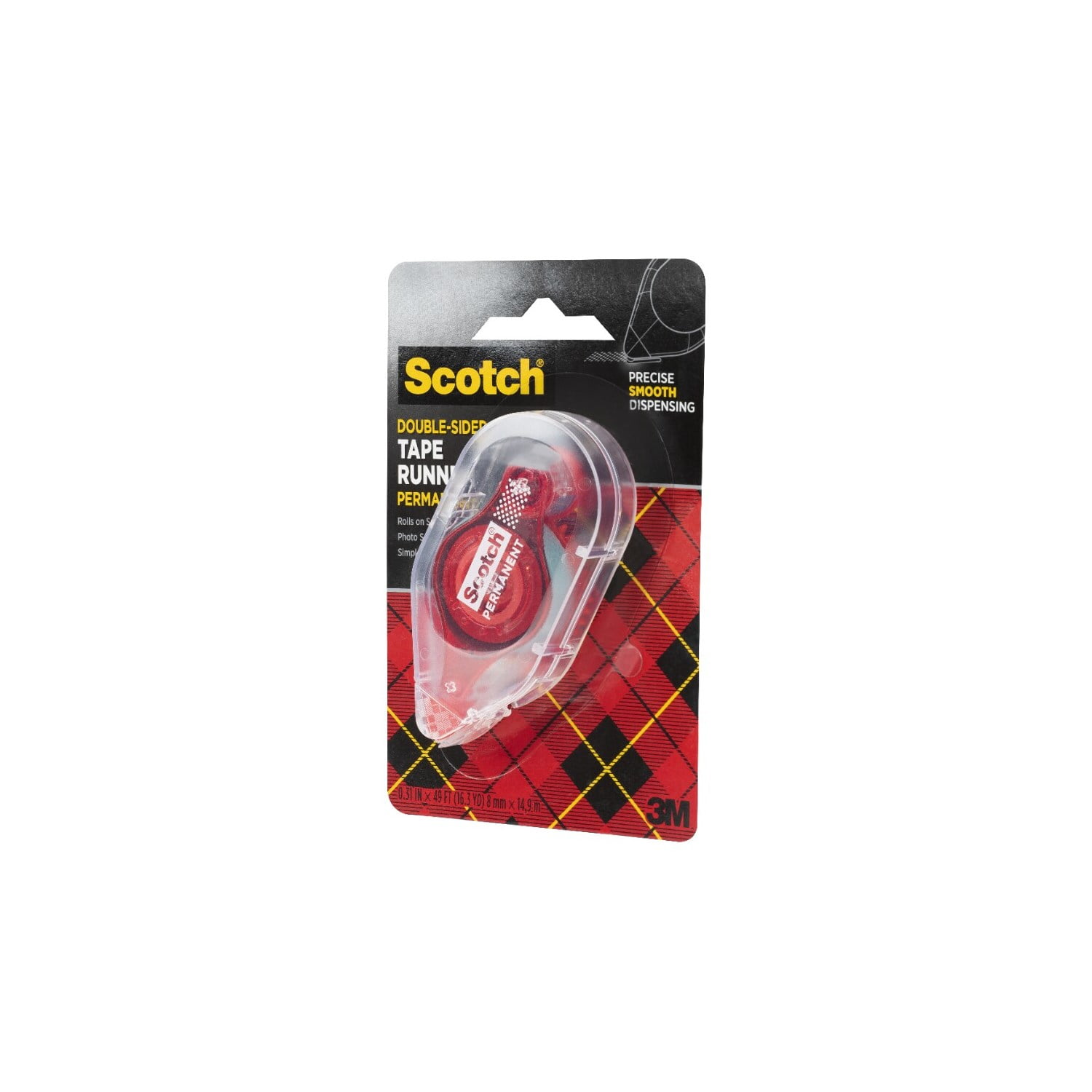 (4 pack) Scotch Adhesive Dot Roller, Clear, 1/3 in. x 49 ft, 1 Roller