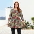 thumbnail image 6 of Sprinmer Tunic Tops for Women 3/4 Sleeve Plus Size Loose Fit Flare Shirt Dressy Casual Floral Flowy Blouse, 6 of 7