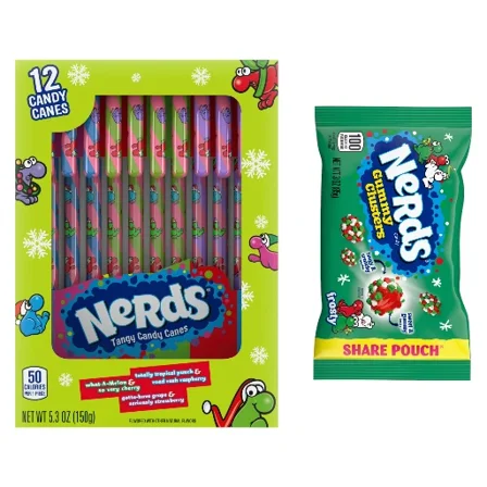 Candy Canes & Frosty Gummy Clusters Holiday Bundle, Assorted Fruit Flavors, 2 Pack