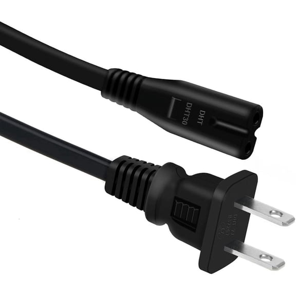 BigNewPowered UL Listed 6FT Long Cable 18AWG 10A 2-Prong 1.8M Replacement AC Power Cord