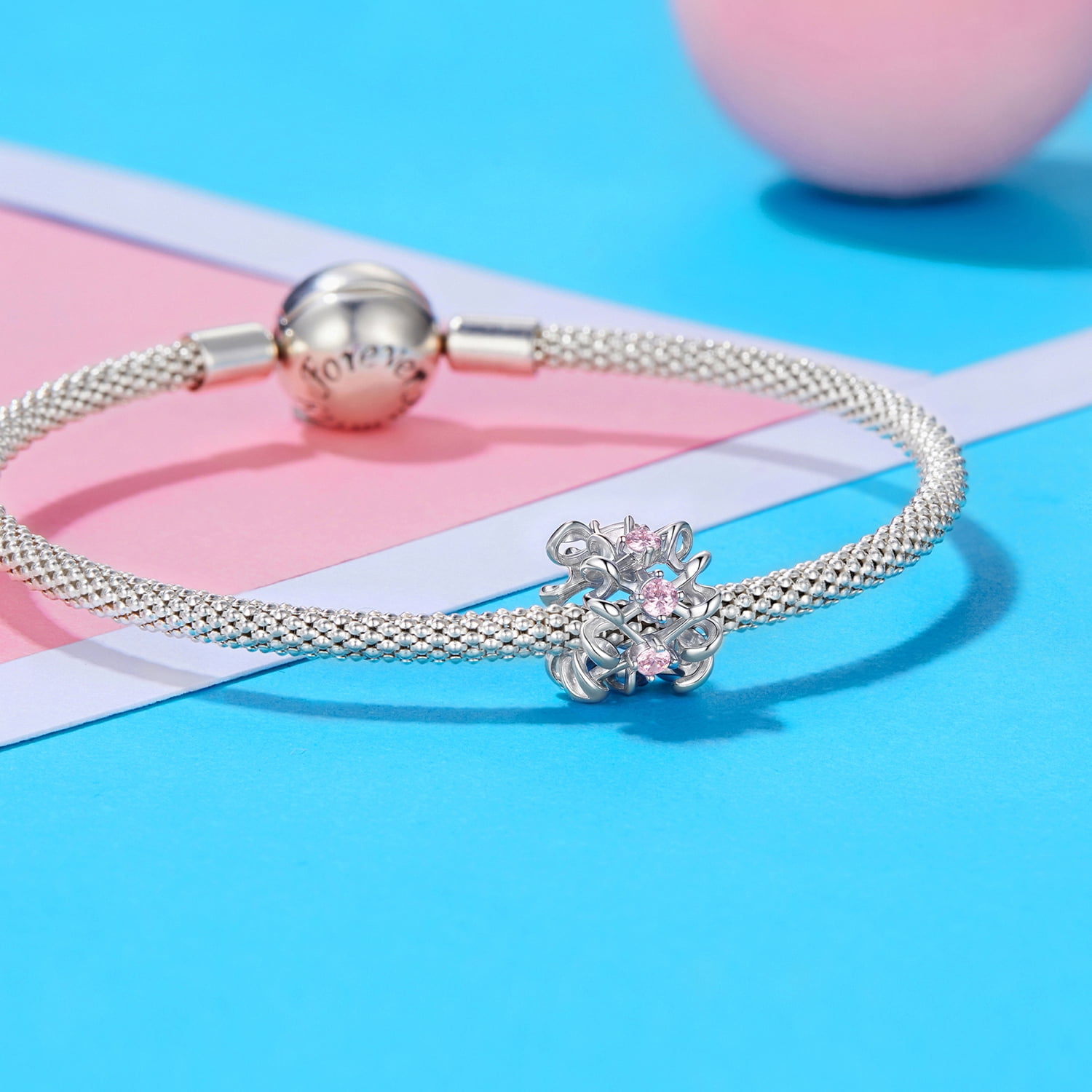 Bow Spacer Beads Charm 925 Sterling Silver Charm,Charm for Bracelets , Perfect Gift for Women