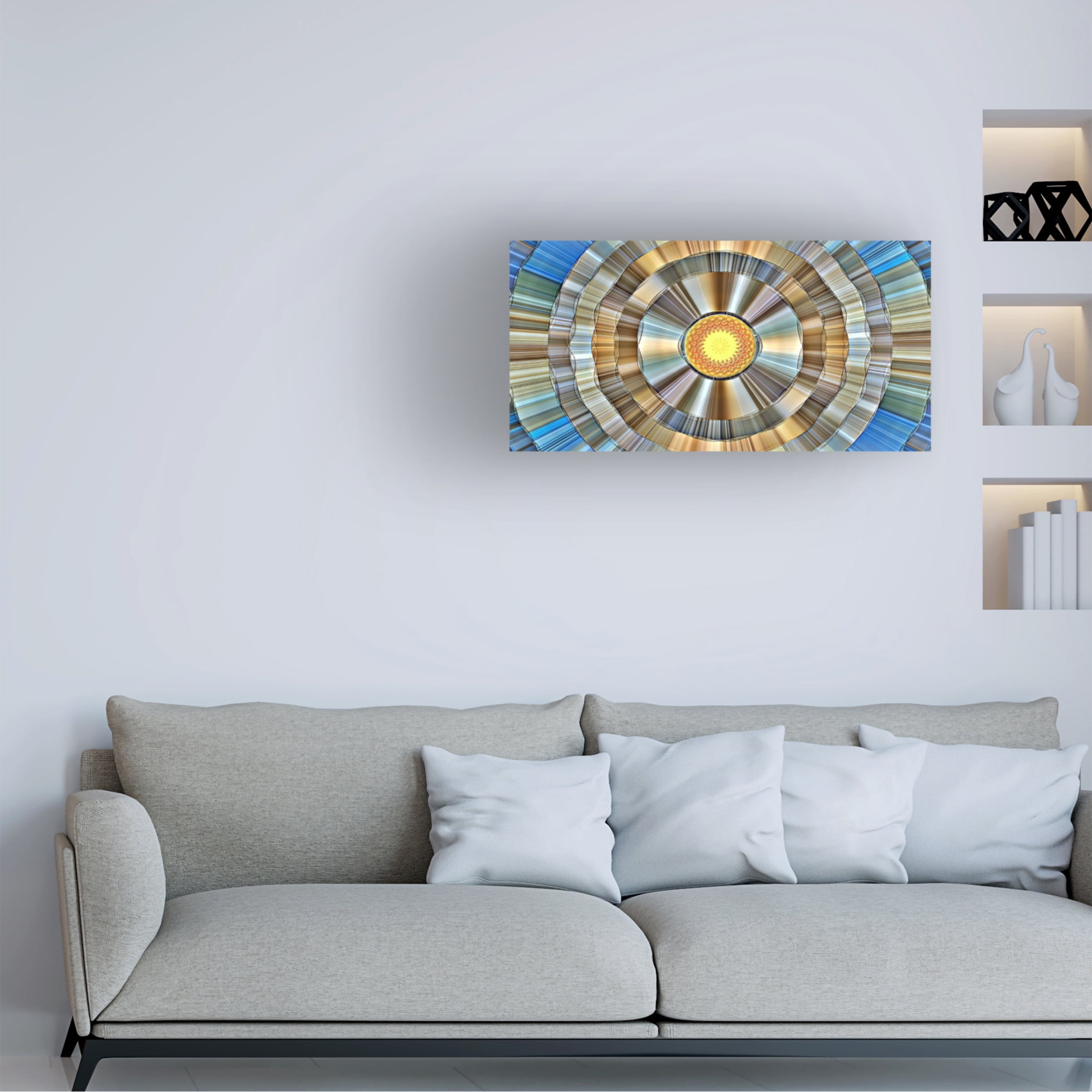 Canvas Wall Art - David Manlove 'Golden Radial Blend' Wall Art for Living Room, Bedroom, or Office Décor by Trademark Fine Art - 24 x 12 Inches