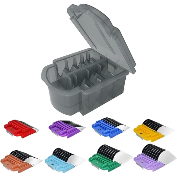 Animal Stainless Steel Attachment 8 Colors Guide Comb Set Compatible with Andis, Oster A5, Wahl KM10 Series Clipper Detachable Blade(Only Fit for 15# 10# 30# Blade)