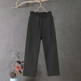 thumbnail image 2 of Lenpel Women's Cotton Linen Pants Plus Size Elastic High Waisted Drawstring Casual Trousers Loose Beach Pants, 2 of 3