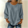 thumbnail image 2 of Women's Plain Vacation Elbow Sleeve Shirts Summer Classy Crewneck Casual Blouse Lightweight Loose Fit Trendy Cruise Tees for 2026, 2 of 8