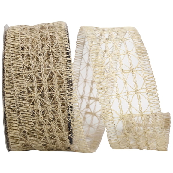 Reliant Ribbon - 25734W-750-40H, Natural Jute Wonder Wired Edge Ribbon, Natural, 2-1/2 Inch, 20 Yards