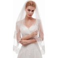 thumbnail image 4 of YooGuoGuo House Fingertip Length 2 Tier Mantilla Lace Bridal Wedding Veil L65, 4 of 7