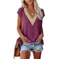 thumbnail image 1 of Tops de verano con mangas casquillo para mujer, camisetas sin mangas a la moda con encaje y cuello en V, camisas holgadas S-XXLFushiaXX-Large esquí esquí Gafas de esquí, 1 of 3