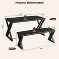 thumbnail image 4 of Dining Table Bench Set for 4, Rectangular Kitchen Table with 2 Benches, Sturdy Metal Frame Space-Saving Set for Kitchen, Dining Room, Apartment,Black, 4 of 8