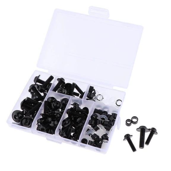 158Pcs Motorcycle Windscreen Fairing Kit Fastener Clip Screw Retainer Black