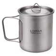 thumbnail image 1 of Tazas de titanio Copa de titanio ultraligera portátil para acampar al aire libre Tapa de agua de campo de campo , con manillable 300ml / 350ml / 450ml / 550ml / 650ml / 750ml, 1 of 7